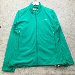 Patagonia Polartec Adze Hybrid Jacket Womens Large L Emerald Logo Green